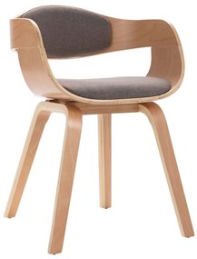 Cadeiras jantar 2pcs madeira curvada e tecido cinza-acastanhado