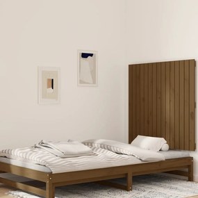 vidaXL Cabeceira de parede 95,5x3x90 cm pinho maciço castanho-mel