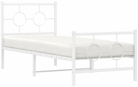 Estrutura de cama com cabeceira e pés 75x190 cm metal branco