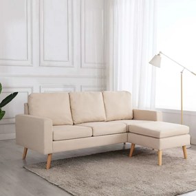vidaXL Sofá de 3 lugares com apoio de pés tecido creme