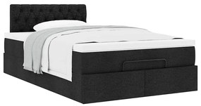 Cama otomana com colchão 120x190 cm tecido preto