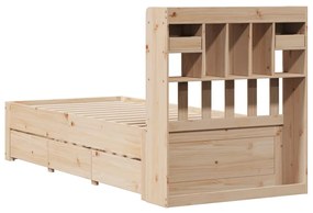 Cama com estante sem colchão 90x190 cm pinho maciço