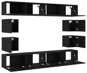 Conjunto de armários para TV vidaXL de 6 peças em carvalho preto monta
