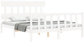 Cama sem colchão 160x200 cm madeira de pinho maciça branco