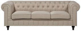 Sofá de 3 lugares em tecido creme CHESTERFIELD BIG Beliani