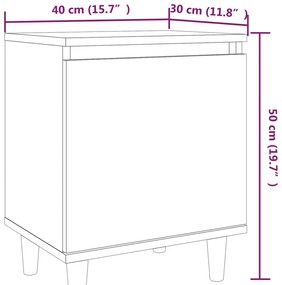 Mesa cabeceira pernas de madeira 40x30x50 cm carvalho castanho