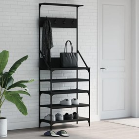 vidaXL Bengaleiro c/ arrumação de calçado 70x34x184 cm preto