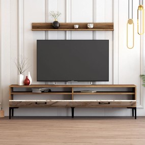 Móvel de TV Istanbul – Nogueira e Branco – 180 cm x 47 cm x 35 cm
