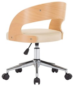 Cadeiras jantar 2 pcs madeira curvada e couro artificial creme
