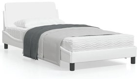 vidaXL Estrutura cama c/ cabeceira 100x200 cm couro artificial branco
