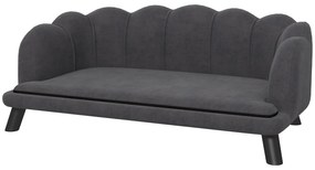PawHut Sofá para Cães Médios Sofá Cama para Animais de Estimação em Veludo com Pés de Madeira 98,5x60,5x35,5 cm Cinza Escuro | Aosom Portugal
