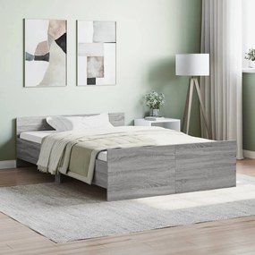 vidaXL Estrutura de cama c/ painéis de cabeceira e pés cinzento sonoma