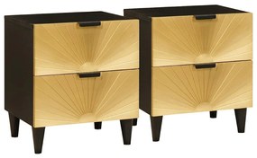 vidaXL Armário de Cabeceira 2 pcs Preto e Ouro 40 x 33,5 x 46 cm