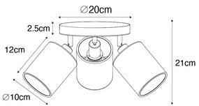 Spot preto com dourado dentro de 3 luzes - Lofty Moderno