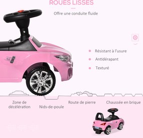 Carro de brincar para crianças, veículo para empurrar com baú para brinquedos, buzina, faróis e música, 63,5 x 28 x 36 cm, rosa