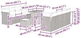 Conjunto de Sofá de Jardim de 11 Peças com Almofadas Bege Rattan Sinté