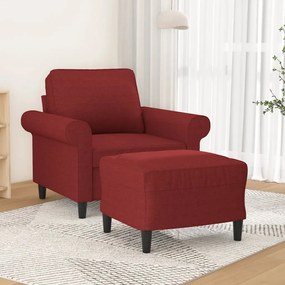 vidaXL Poltrona com apoio de pés 60 cm tecido vermelho tinto