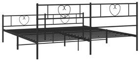 Estrutura de cama com cabeceira e pés 180x200 cm metal preto