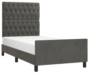 Estrutura de cama sem colchão 90x200 cm veludo cinzento-escuro