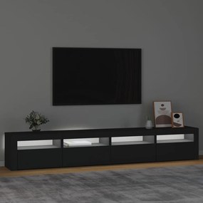 Móvel de TV com luzes LED 240x35x40 cm preto