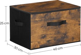 3 Caixas de arrumação com tampa 40 x 30 x 25 cm castanho vintage e preto