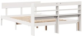Cama sem colchão 150x200 cm madeira de pinho maciça branco