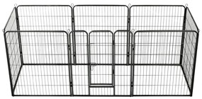 Parque para cães 8 painéis aço 80x100 cm preto
