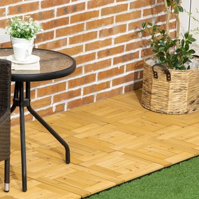 Outsunny Conjunto de 27 Peças de Deck de Madeira para Exterior 30x30cm