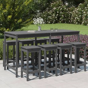 vidaXL 9 pcs conjunto de bar para jardim pinho maciço cinzento