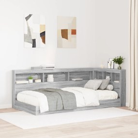 Cama com Estante Cinza Sonoma 90x190 cm Madeira Engenheirada