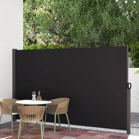 Toldo lateral retrátil para jardim 300 x 180 cm de privacidade para exterior enrolável e dobrável Preto
