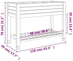 Canteiro elevado 110x45x79 cm polipropileno branco