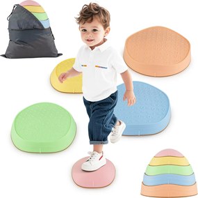 Pedras de equilíbrio para crianças, 5 peças com superfície antiderrapante e bolsa de armazenamento para habilidades motoras, força multicolor 1