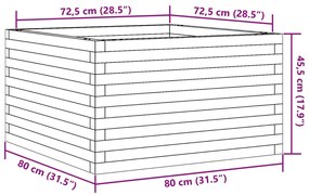 Vaso/floreira de jardim 80x80x45,5 cm pinho maciço castanho mel