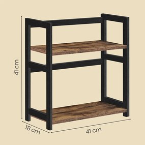Prateleira de arrumação de 2 prateleiras para cozinha 18 x 42 x 43 cm Castanho-preto