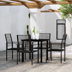 vidaXL 5 pcs conjunto de jantar para jardim preto