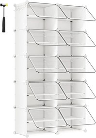 Sapateira modular com portas, 10 compartimentos interligados | SONGMICS | 32 x 82 x 152 cm | LPC035W01.