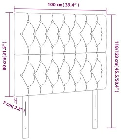 Cabeceira de cama c/ LED tecido 100x7x118/128 cm cinza-escuro