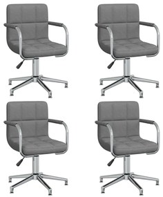 vidaXL Cadeiras de jantar giratórias 4 pcs tecido cinzento-claro