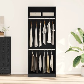 Guarda-Roupa Preto de Carvalho - 80 x 50 x 200 cm, Feito de Madeira de