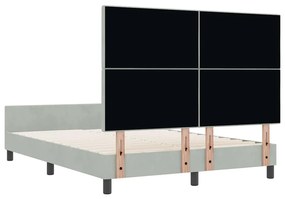 Cama vidaXL Cinza Claro 160x200 cm Veludo