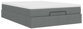 Estrutura de cama otomana com colchão 140x190cm cinzento escuro