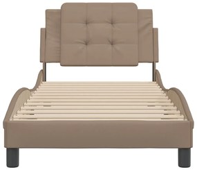 Estrutura cama cabeceira 90x200 cm couro artificial cappuccino