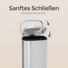 Caixote do lixo 30 L em aço inoxidável 35 x 23,8 x 63 cm prateado