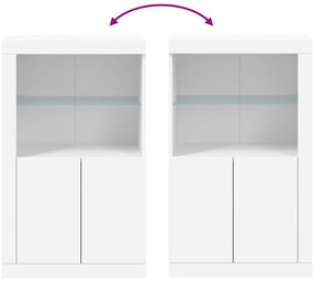 Armário de apoio com luzes LED derivados de madeira branco