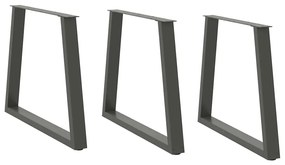 Pés para mesa de jantar em forma de V, 3 peças, antracite, 80x(72-73,3