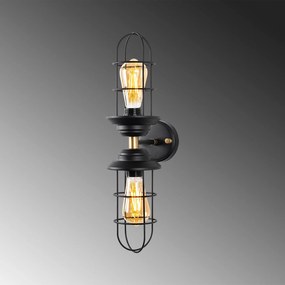 Candeeiro de Parede Mahoni – Preto e Dourado – 12 x 20 x 51 cm