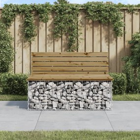 vidaXL Banco de jardim c/ design gabião 103x70x65 cm pinho impregnado