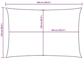 Para-sol estilo vela tecido oxford retangular 2,5x5 m azul