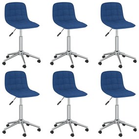 Cadeiras de jantar giratórias 6 pcs tecido azul